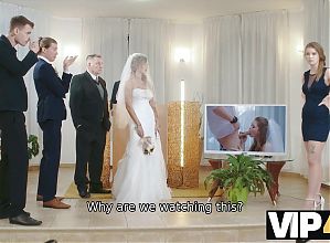 VIP4K. The TV was turned on and showed all guests how hot the bride can fuck